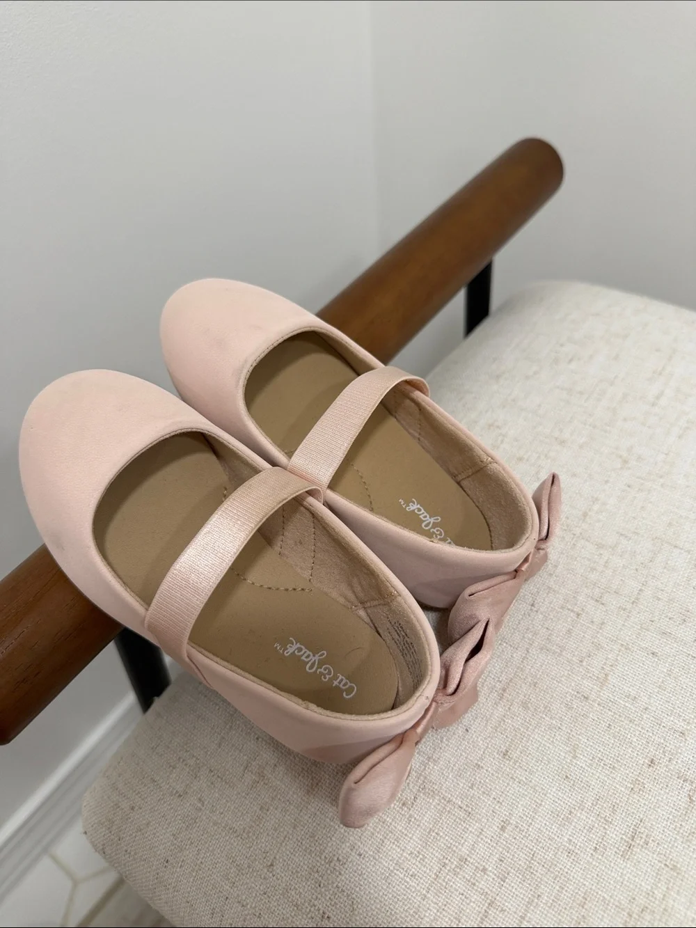 Cat & Jack Light Pink Bow Mary Jane Dress Shoes